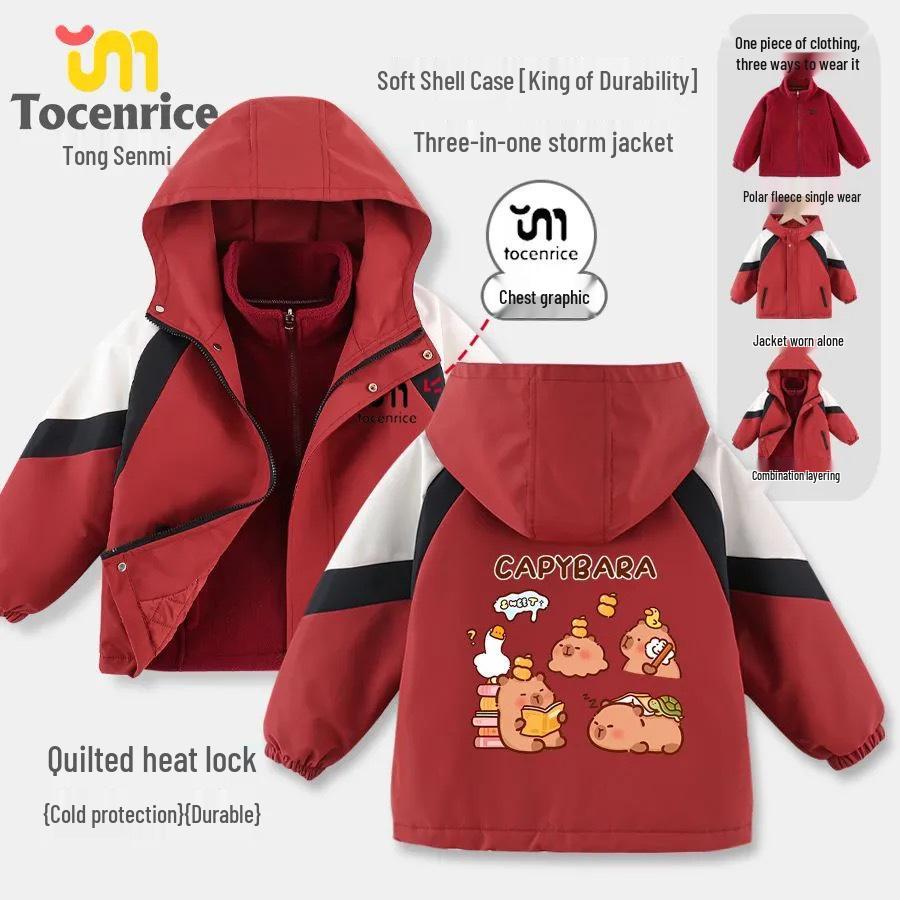 Capybara Unisex Kids  Medium/Large 3-in-1 Autumn/Winter Soft Shell Outdoor Jacket 140cm