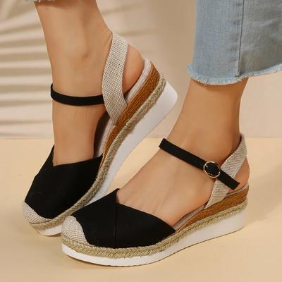 Fashion Women Closed Toe Wedge Sandals Women Summer Buckle Strap Gladiator Shoes Woman Fashion Espadrilles Platform Sandalias 2025
