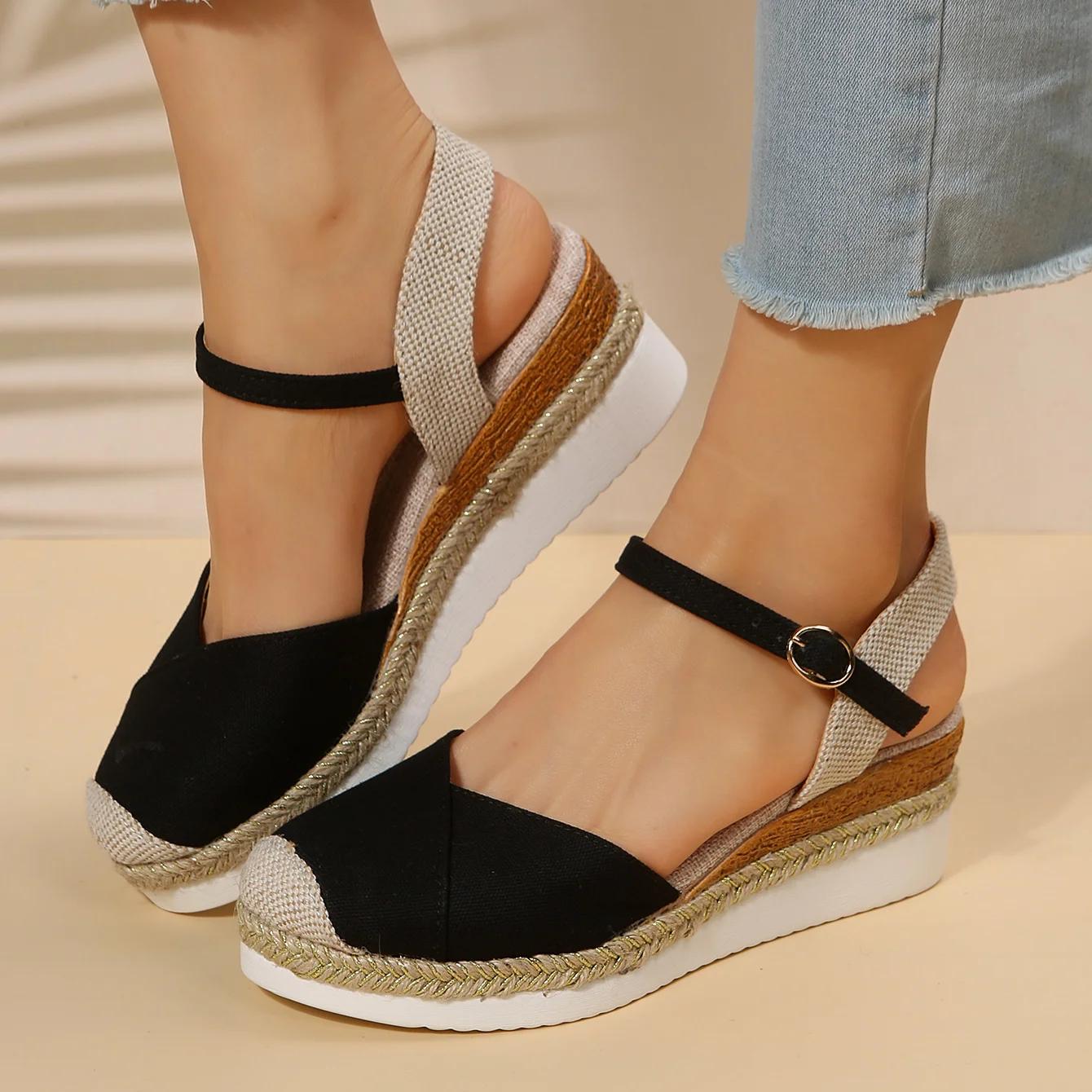 

Fashion Women Closed Toe Wedge Sandals Women Summer Buckle Strap Gladiator Shoes Woman Fashion Espadrilles Platform Sandalias 2025 43