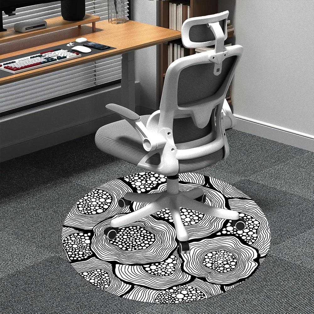 1pc Circles Patterns Office Round Area Rug, Indoor Mat Suitable ForOffice, Under Office Chairs Bedroom Living Room Home Decor, Room Deco 005