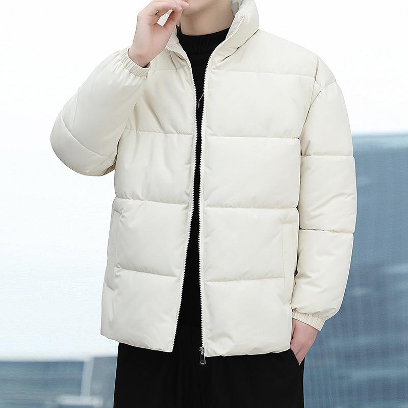 Mens Thickened Stand Collar Warm Casual Loose Winter Cotton Padded Jacket