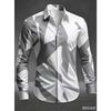 Men's Artistic Geometric Abstract Print Long Sleeve Dress Shirt Smooth Breathable Fabric Slim Fit Formal Business Casual Social