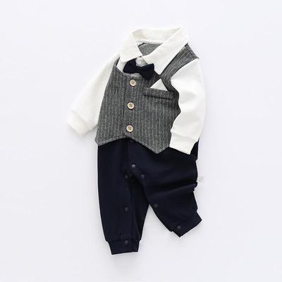 Newborn Padded First Birthday Dress & Romper Suit for Autumn/Winter - Baby Boy's 100-Day Crawling Outfit