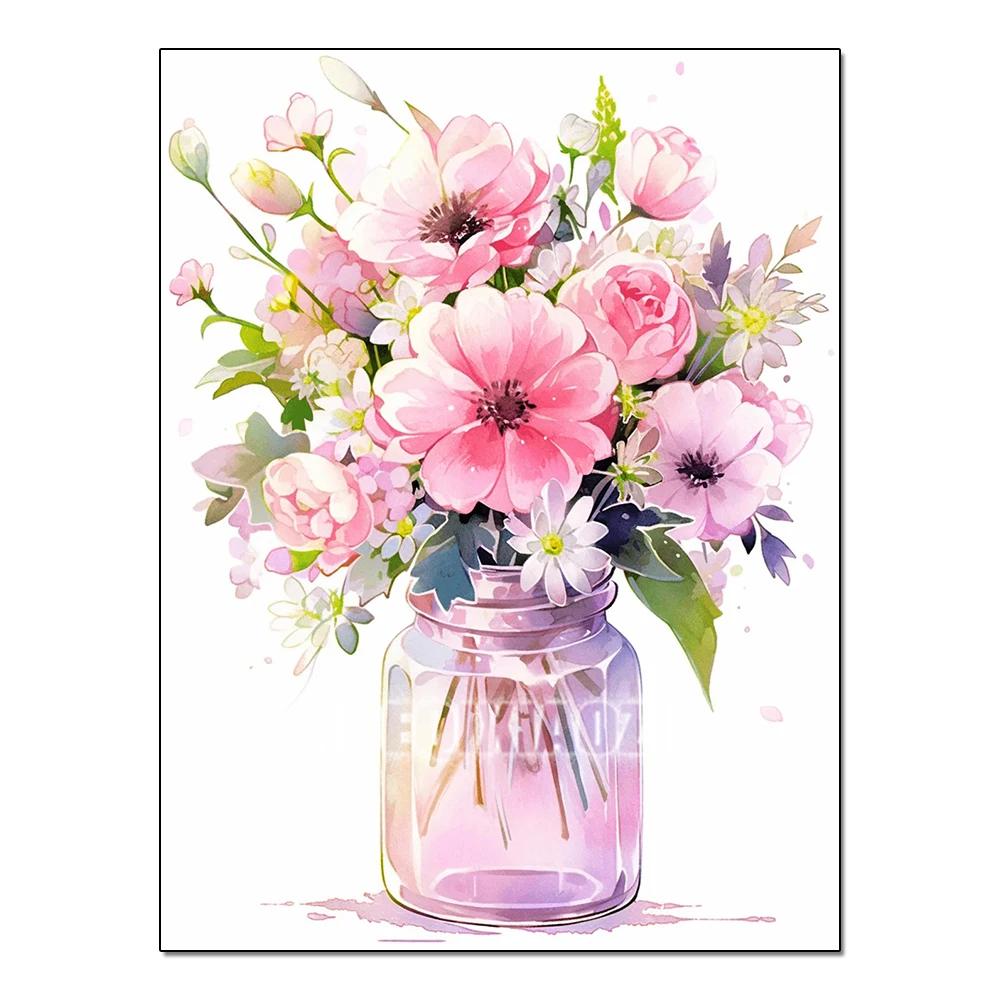 Full Flower Series Diamond Painting Tulip Daisy Diamond Mosaic Embroidery Art Watercolor Picture Handmade Home Decoration Diy