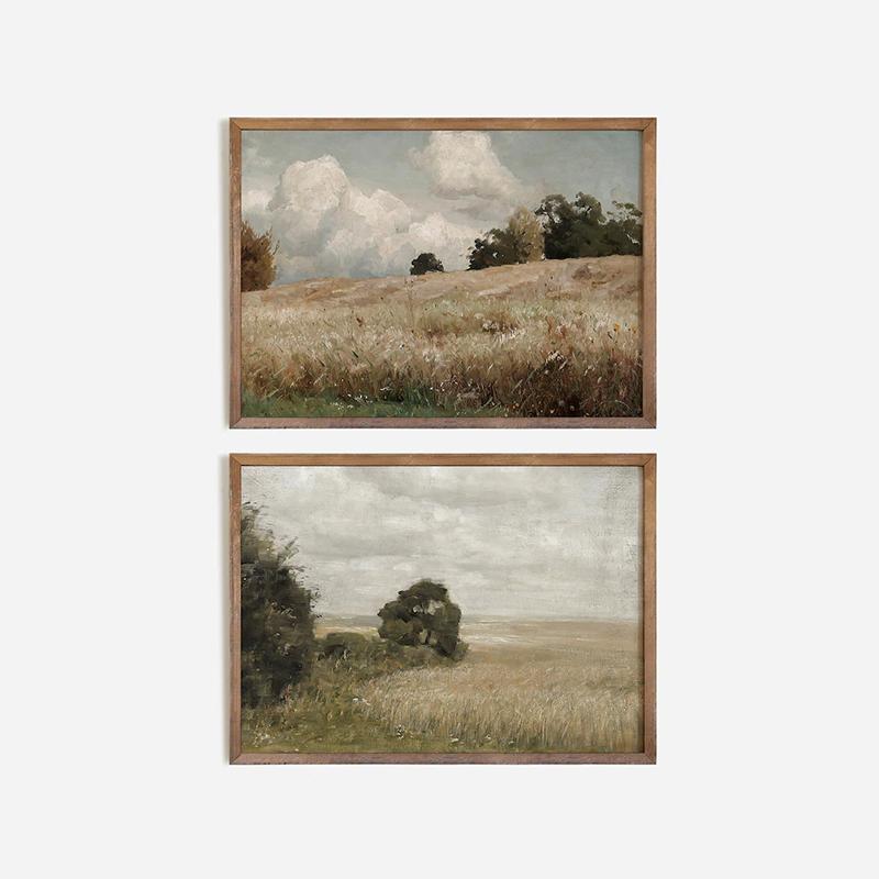 Sky Vase Canvas Painting Wall Art Pictures Vintage Posters and Prints for Living Room Decor American Style Calm Country Field