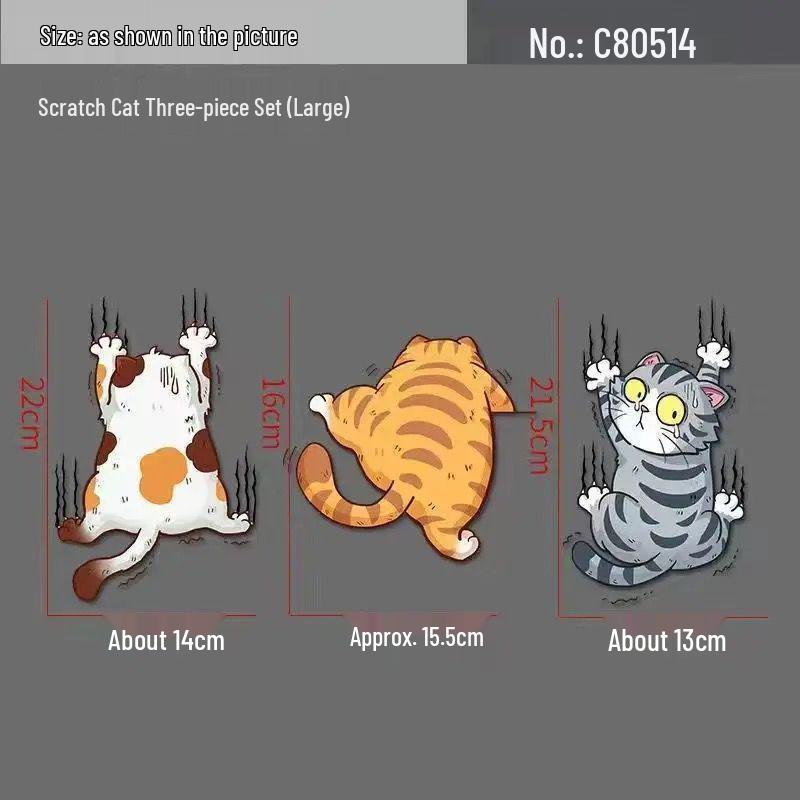 Temu Funny Personality Cat Car Body Scratch Sticker - Cartoon Pet Decal for Cars & Motorcycles