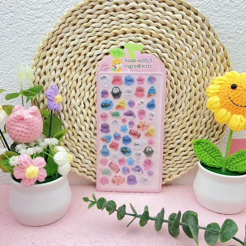 New 3D Relief Stickers Cartoon Animals Food Creative Cute Aesthetic Stickers DIY Phone Case Journal Fun Fashion Decoration Stick