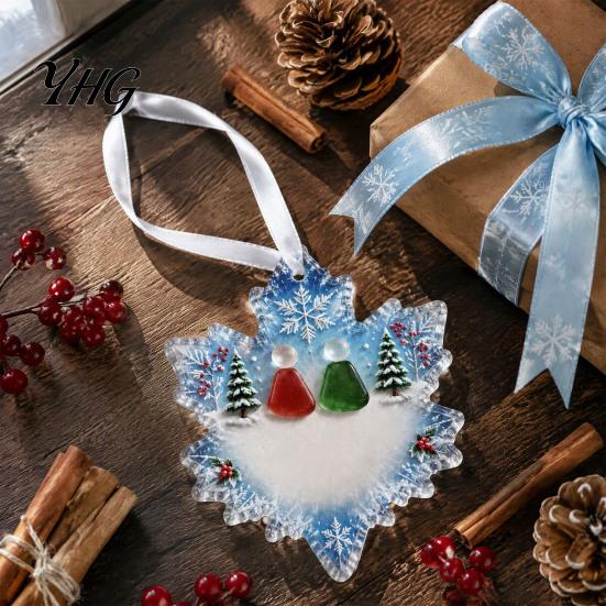 Holiday Window Ornaments Snowflake-Shaped Sea Glass Ornament, Acrylic Christmas Friendship Keepsake, Coastal Inspired Home Decorations Tree