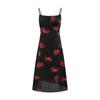 Winter 2025 French Retro Elegant Printed Bow Spaghetti Strap Slim Dress