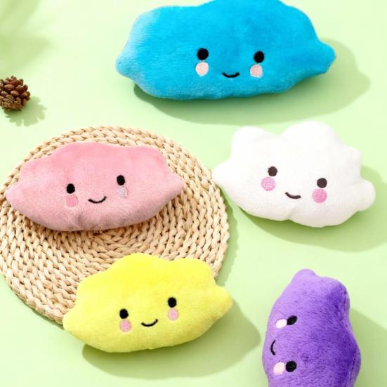 Plush Cloud Dog Toy Squeaky Cute Cloud Dog Chew Toy Soft Puppy Teething Toy for Dogs Solo Entertainment Interactive Play