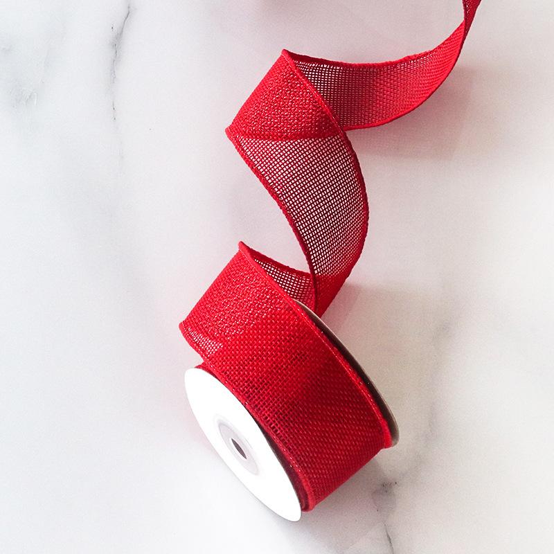 Burlap Ribbon Iron Wired Edge Gift Wrapping Ribbons Iron Wired Edge Ribbons 5 Yards Roll Imitation Linen Ribbon For Bows Event