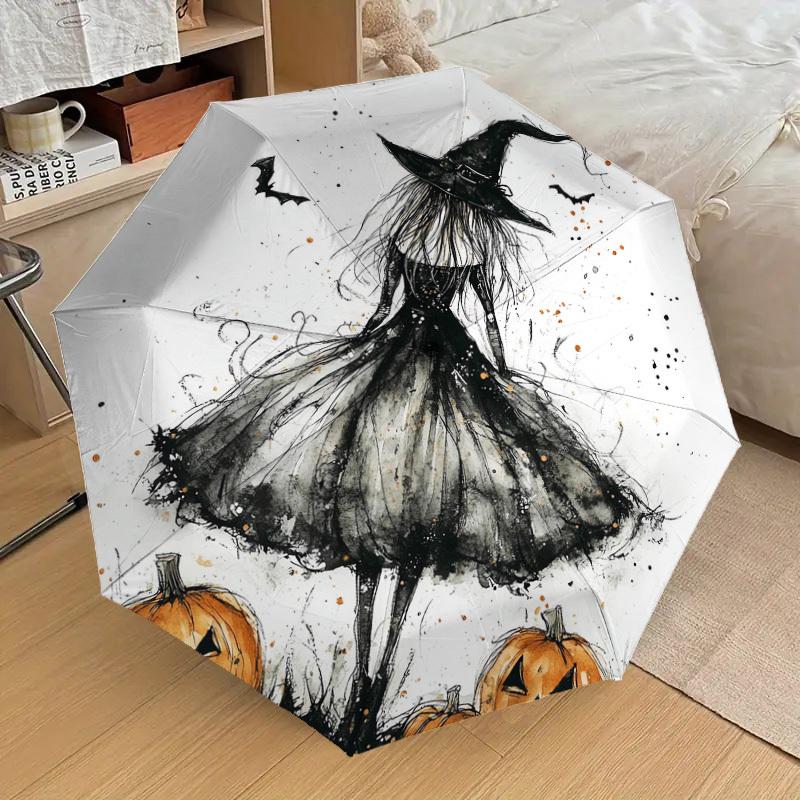1pc Witch Pumpkin Pattern Umbrella Design Automatic Opening and Closing Umbrella, High-quality Travel Umbrella, Lightweight and Portable, -53