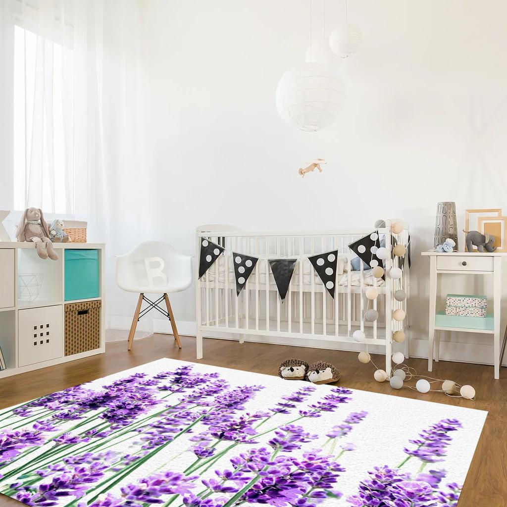 Rustic Lilac Flower Purple Lavender Plant Carpets for Bedroom Living Room Modern Home Floor Large Non Slip Rug Entrance Door Mat