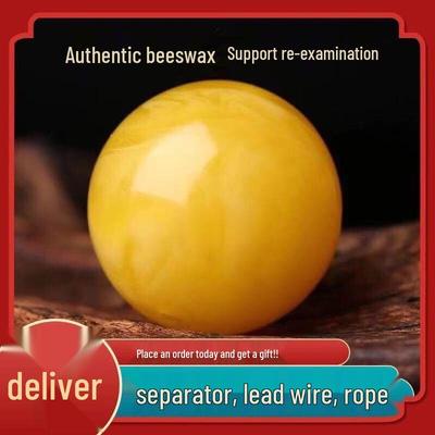 Bracciale Accessorio con Perline Rotonde in Ambra di Cera d'Api Naturale