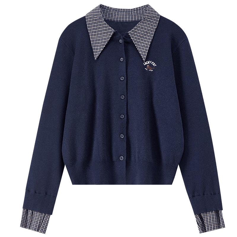 Women's Contrast Color Embroidered Knit Sweater