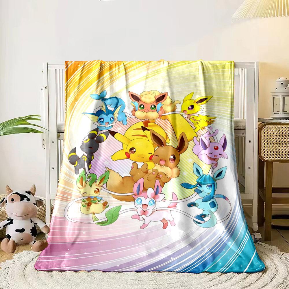 

Colorful spiral backdrop with playful, cartoon-style Pokémon characters. for all seasons blanket lunch break throw gift 80cm x 120cm