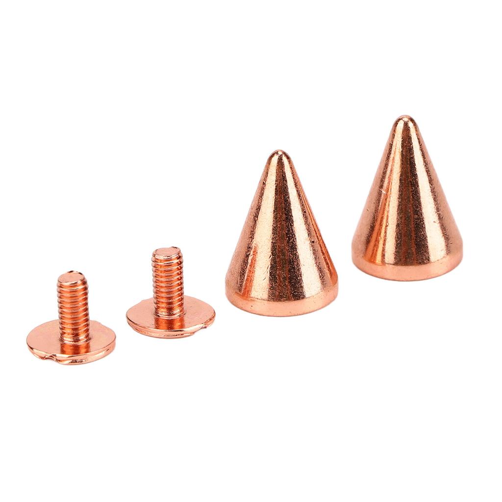 100 Sets Punk Cone Spikes Studs Electroplating Rose Gold Punk Cone Spiked Screw Rivets DIY Punk