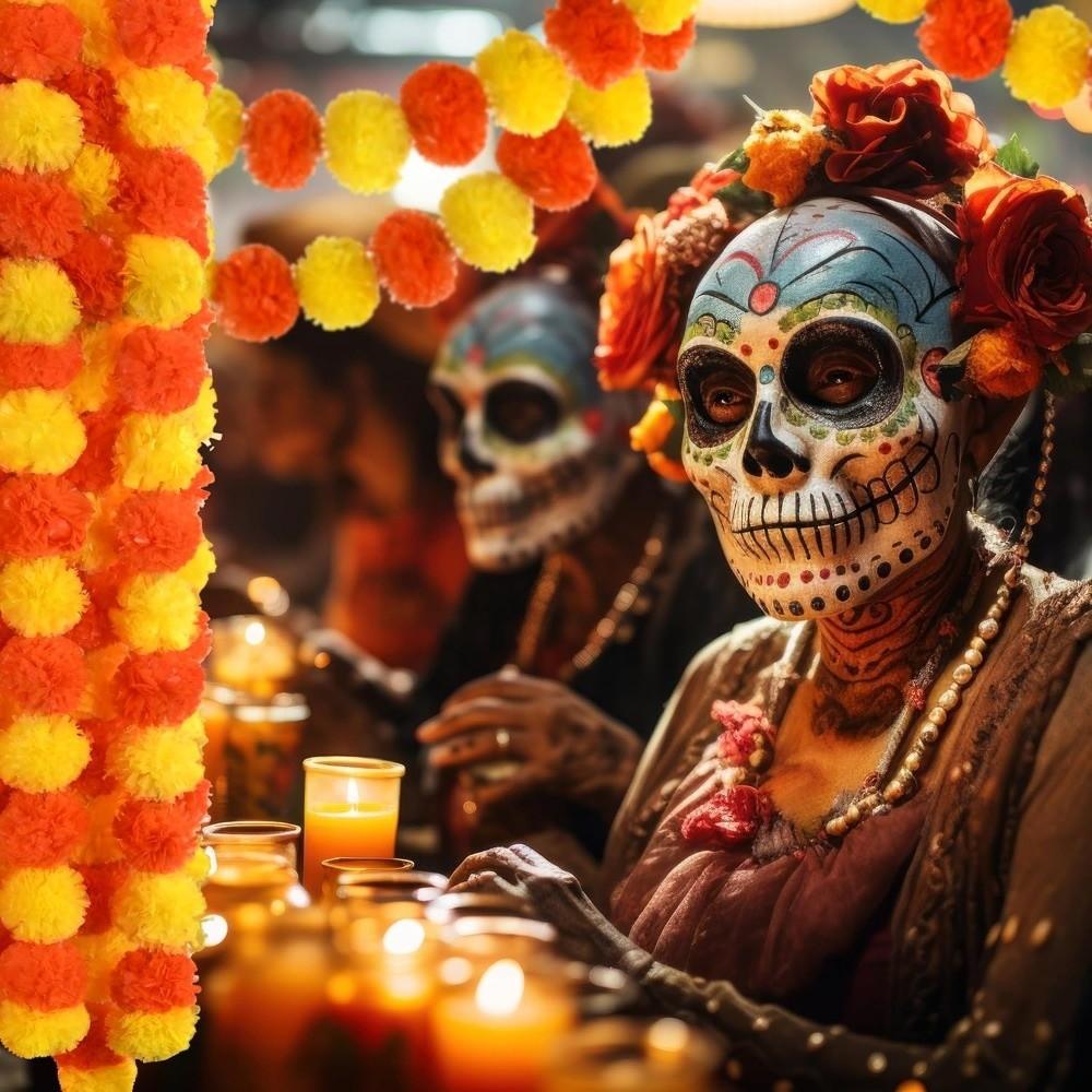 1.5m Halloween Marigold Garland Longevity Chrysanthemum Artificial Flower Decoration Tree