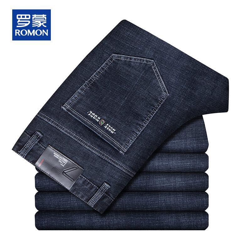 ROMON Men's Loose Straight-Leg Thick Autumn/Winter Jeans