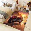 1PC Red Motorcycle Beach Sunset Cliffs Print Carpet for Living Room Bedroom Sofa Home Decor Rus Non-slip Floor Mat Luxury Gift