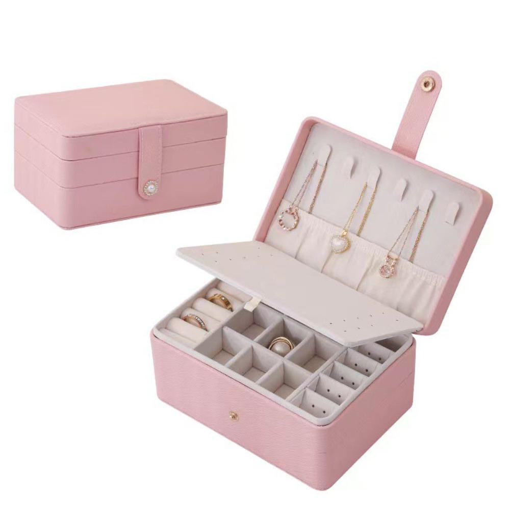 Multilayer Jewelry Holder PU Jewelry Storage Case Fashion Square Jewelry Box  Travel