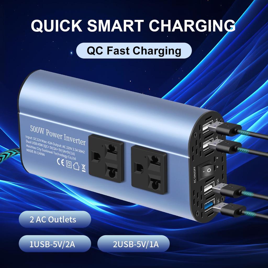 European Standard 300/500W Modified Sine Wave Car Power Inverter 12V to 220V