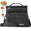 16L Double Layer Insulated Lunch Bag, Thermal Cooler Tote for Work, Travel, Picnic, Black