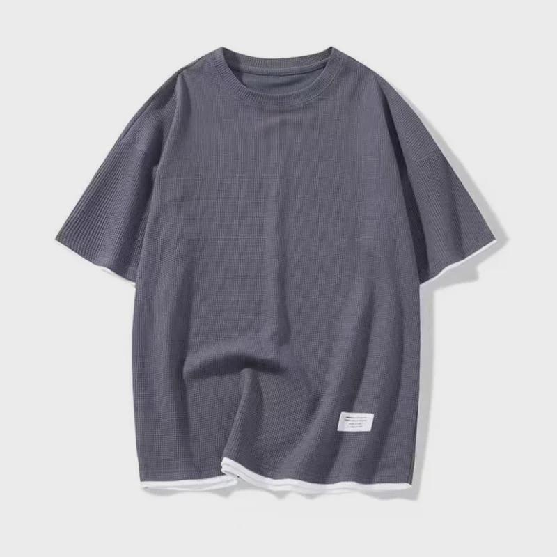 Ice Silk Waffle Sports Set: Loose Half-Sleeve T-Shirt & Half-Pants for Summer Leisure