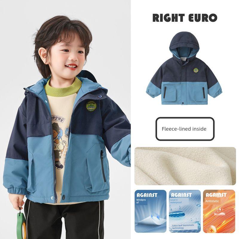 Boys' Mountain Series Waterproof Fleece-Lined Cotton Jacket for Autumn and Winter 2025 New Children's Clothing Windproof Jacket for Kids and Babies