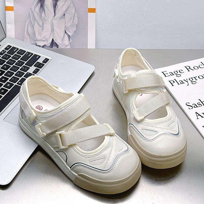 - Fashion casual comfortable versatile Velcro white shoes women's summer hollow sports sandals