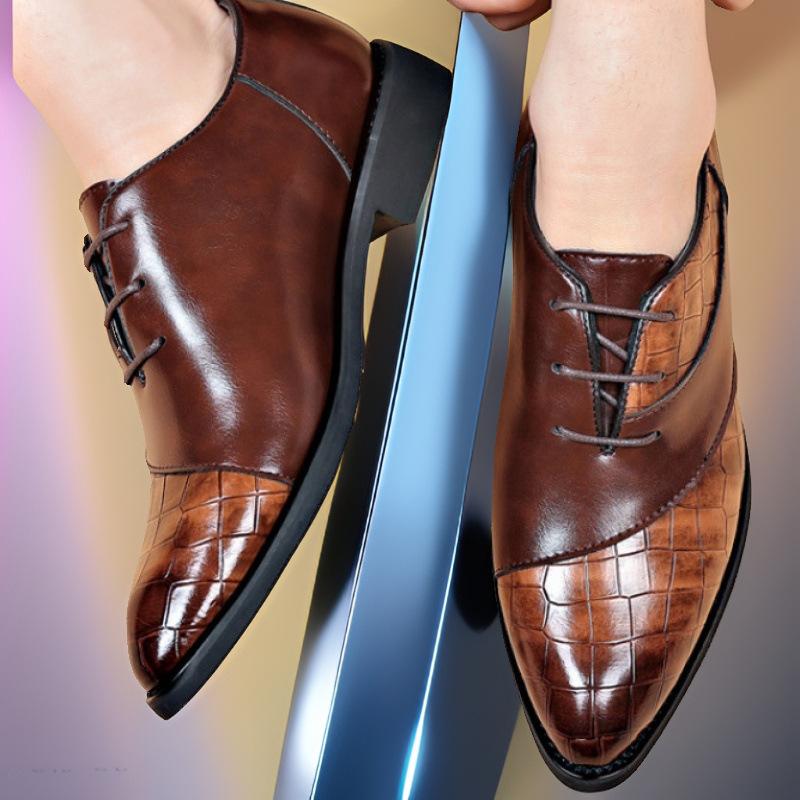 Autumn new men's large size leather shoes men's breathable casual shoes business dress men's personality young guy trendy shoes