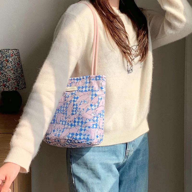 Sleepy Powder Cat Floral Shoulder Tote Bag for Women