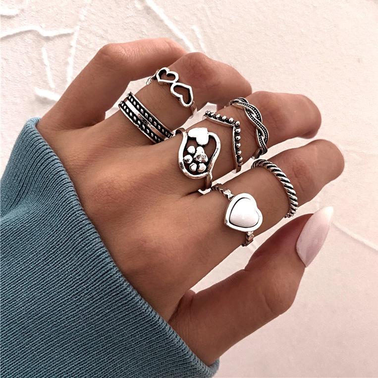 iF ME Korejská móda Zlatý stříbrný prstenový set Ve tvaru srdce Motýl Ultrajemné prsteny Dámské doplňky