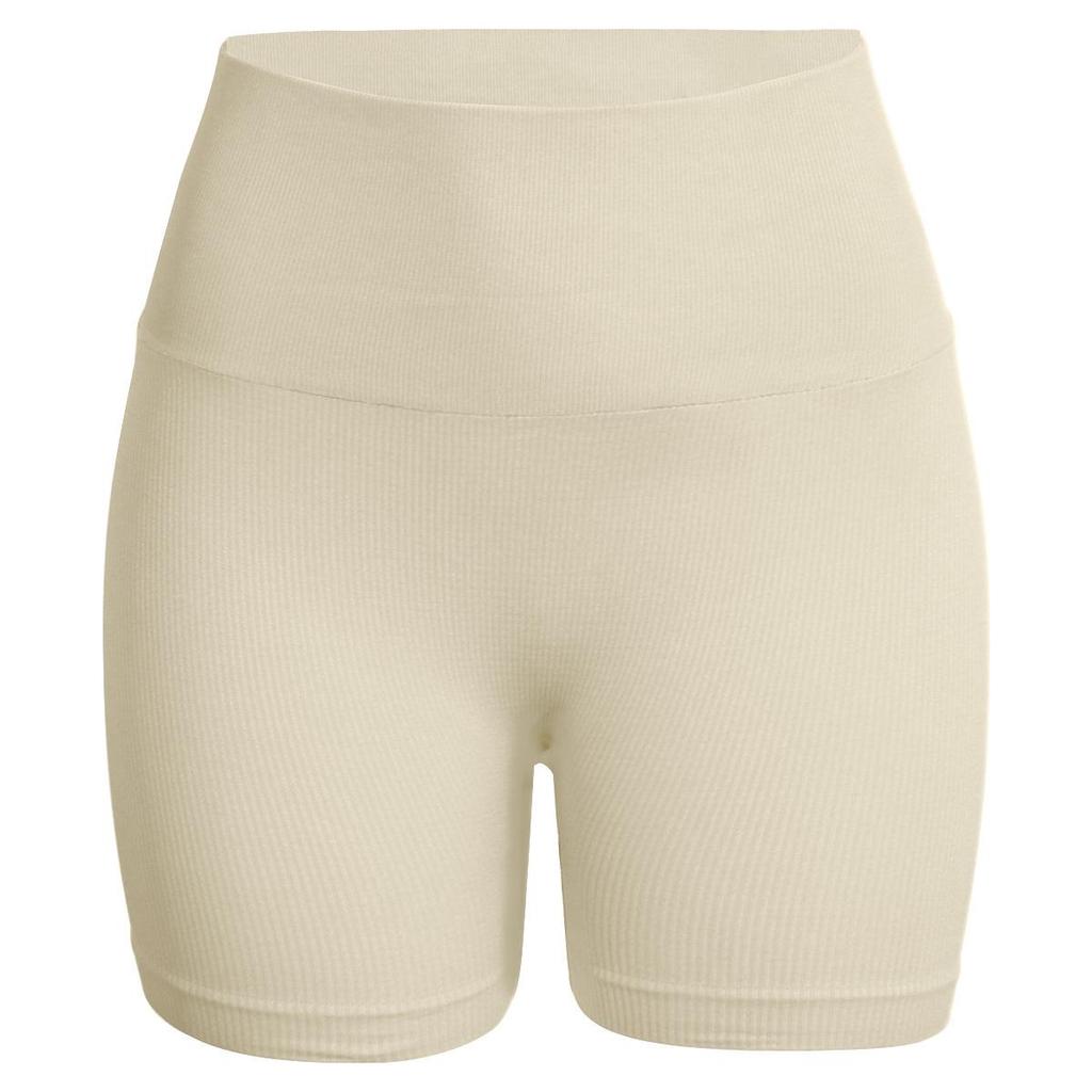 Seamless Ribbed Peach Lifting Yoga Shorts—Super Stretch Slimming Three-Quarter Pants for Running and Fitness