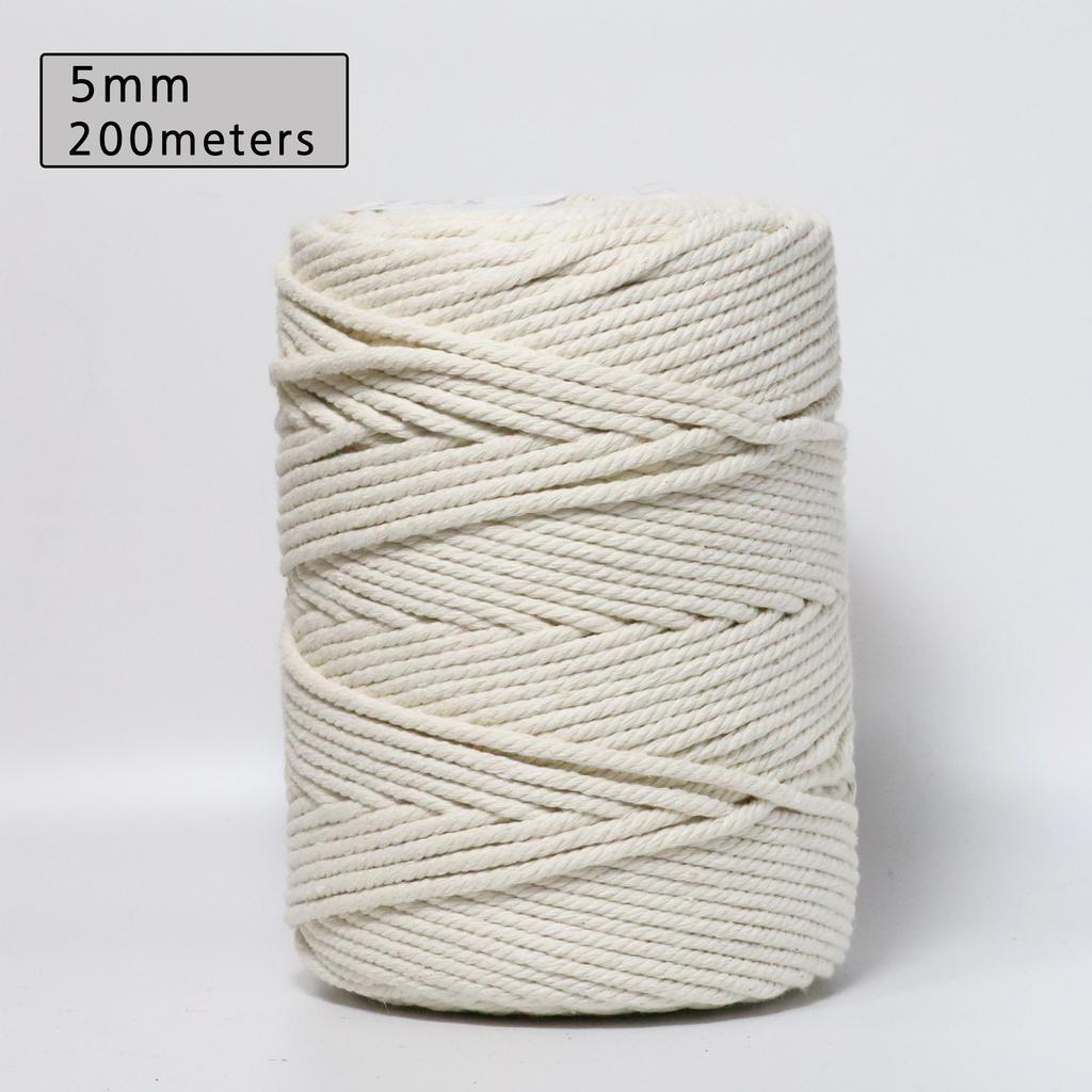 Handmade Macrame Cord Boho Decor 1/2/3/4/5/6mm Beige Cotton Cord Rope Twisted String DIY Home Wedding Decoration Supply