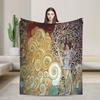 Gustav Klimt Galileo Knitted Blanket Lady Apple Tree Of Life Flannel Throw Blankets Bedroom Sofa Personalised Bedspread