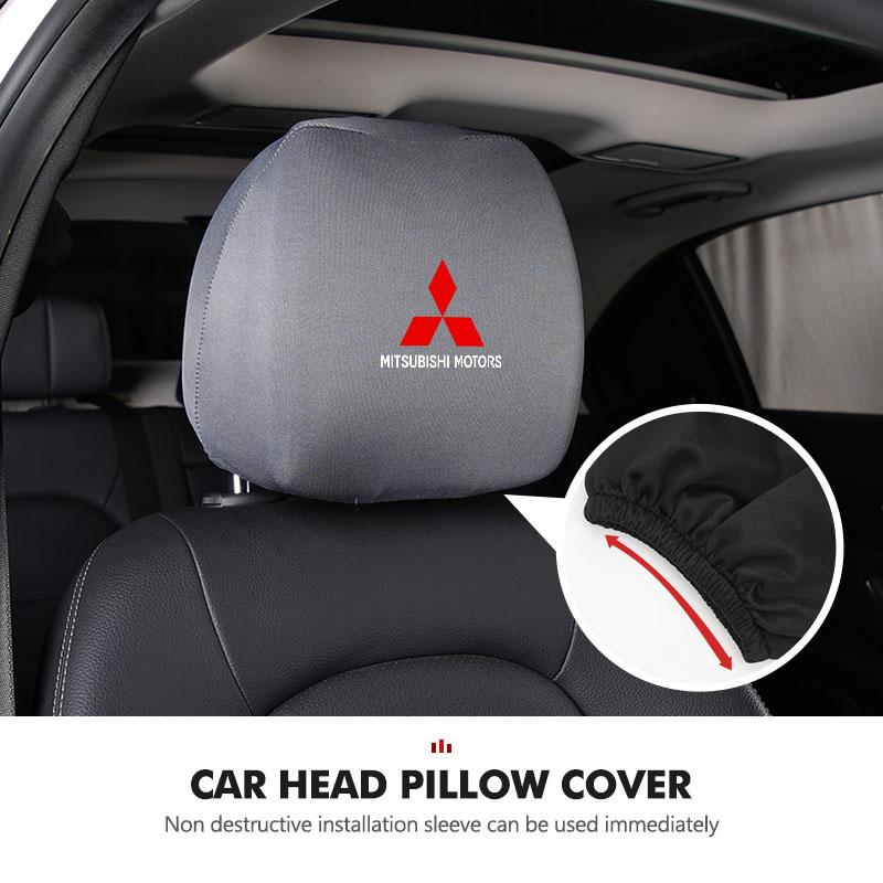 Autositz Universal Elastische Kopfstütze Schmutzabweisender Staubkopfbezug für Mitsubishi Outlander Pajero Sport Lancer EX ASX L200 Eclipse