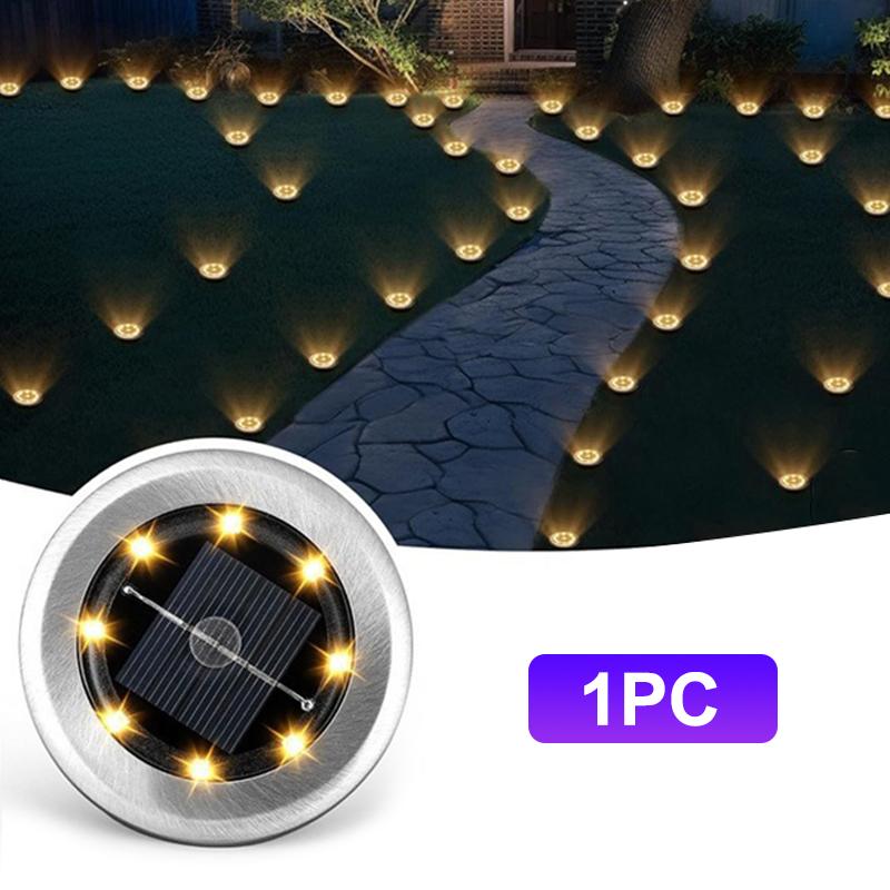 Lawn Lights 8LED Solar Outdoor Garden Waterproof Decorative For Path Park Way Yard Floor Under Ground Spot Lamp Highlight