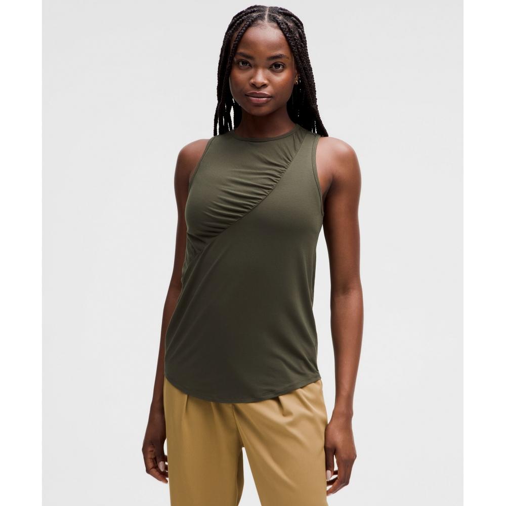 

Lululemon Silk Blend Shirred Tank Top Dark Olive 6