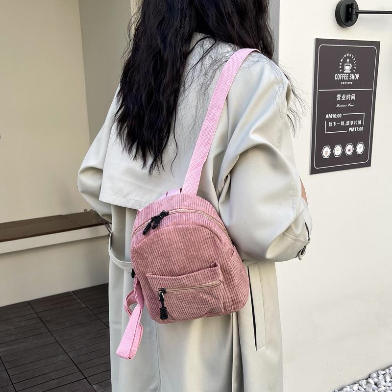 Corduroy backpack new women's bag fashionable simple backpack