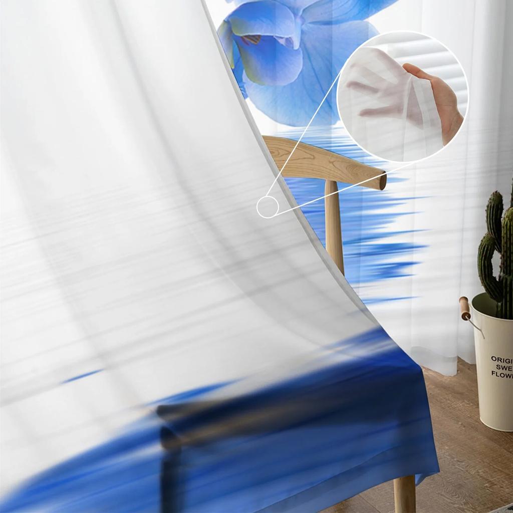 Flower Pure Orchid Water Surface Window Curtains Living Room Tulle Curtains Kitchen Decor Kids Room Curtain Window Treatment