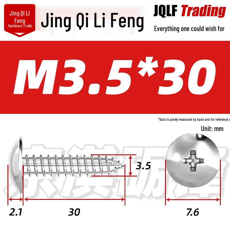 Flat Head Phillips Stainless Steel Self-Tapping Screw M3-M5 for Furniture and Wood.