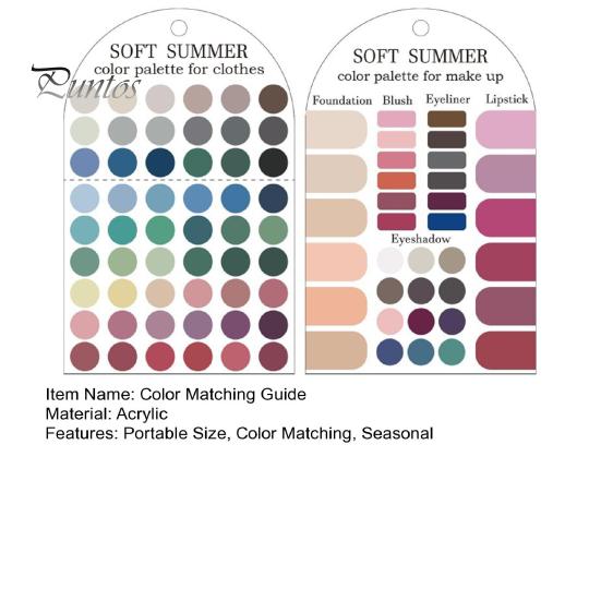 Pocket Color Analysis Card 2Pcs Summer Cards Set, Portable Seasonal Palette Set Card, Acrylic Personal Matching Guide for Outfits & Makeup
