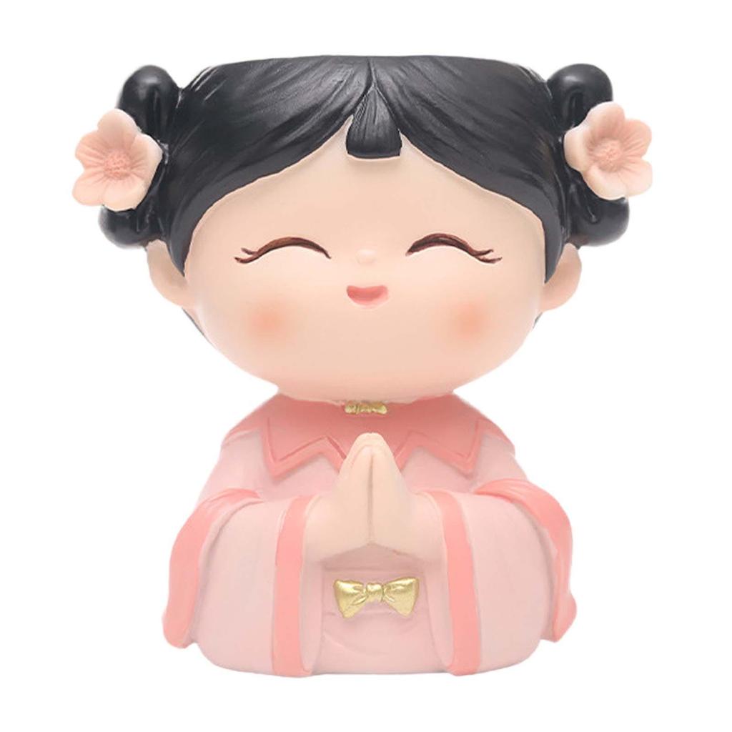 Head Planter Girl Figurine Decorative Pen Holder Crafts Ornament Desktop Flowerpot for Courtyard Outdoor Office Yard Home Decor