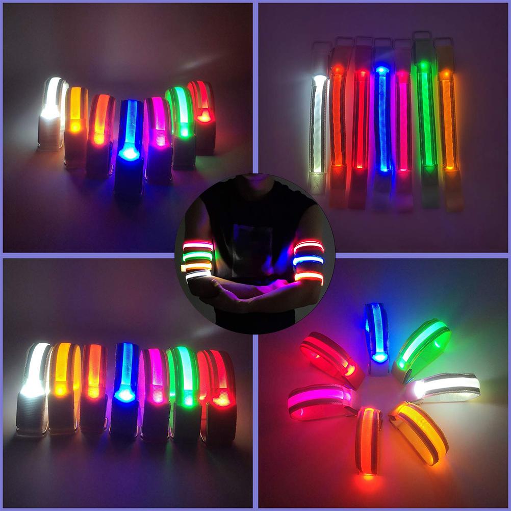 2 Stück im Dunkeln leuchtende LED Armbänder USB wiederaufladbares Sicherheits-Reflexarmband zum Laufen