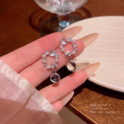 Exquisite Zircon Fishtail Earrings: Elegant Crystal Ball Ear Jewelry for Women
