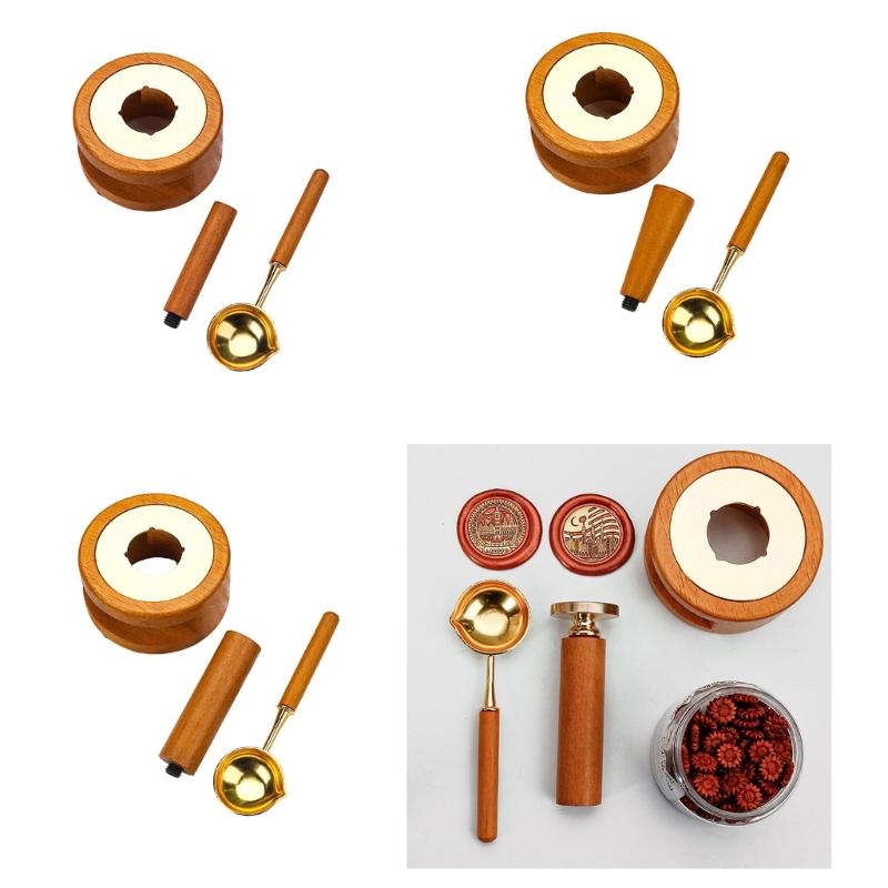 3 Pcs Wax Stamp Seal Kits Wax Seal Warmer with Melting Spoon Melt Stove Pot Furnace Tool for Letter Envelope Stamp