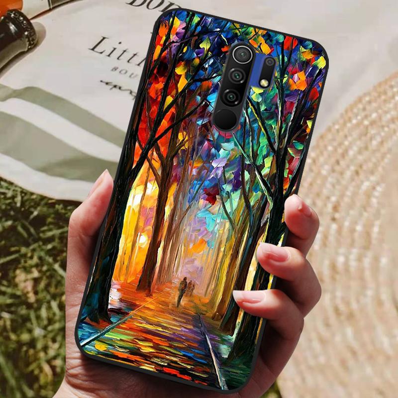 Für Xiaomi Redmi 9 Hülle Katze Blume Wolf Cover Silikonhülle Für Redmi 9 redmi9 Cover Bumper 6.53" Stoßfeste Handy Coque Hülle