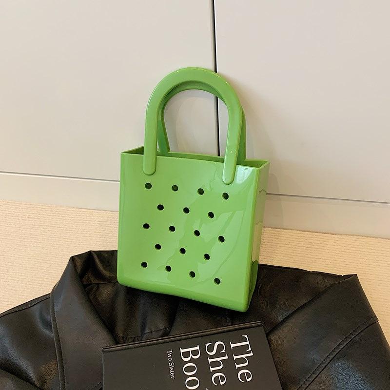

Однотонная желейная сумка женская летняя полая корзина для белья Macaron Beach сумка из ПВХ зелёный