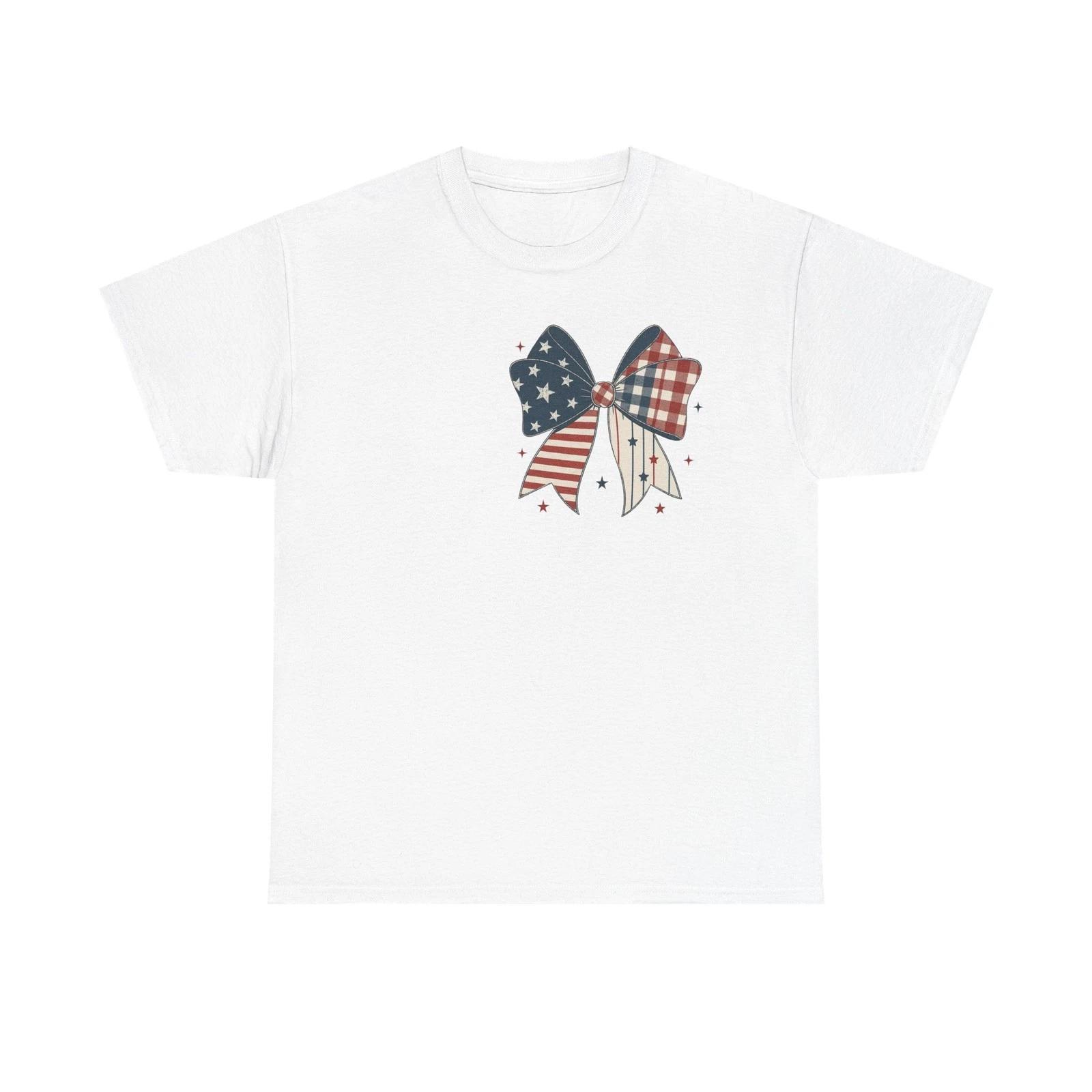 

Patriotic T shirt with American Bow Design | Unisex 4th of July Tee, S